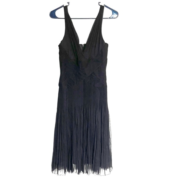 Vintage Y2K Elie Tahari Silk Micro Pleated Witchy Mini Dress Goth Black Size 4 - Picture 13 of 14